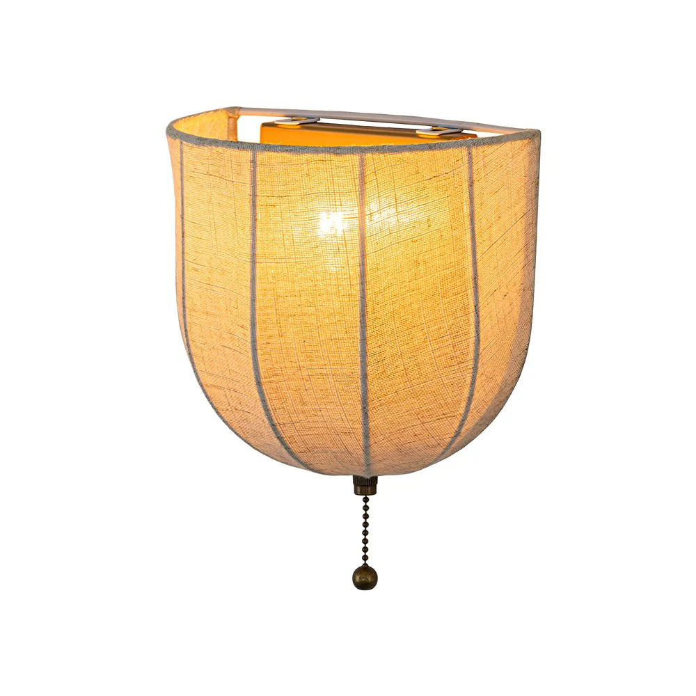 1-Light Vintage Natural Fabric Linen Cage Wall Sconce - Image 9