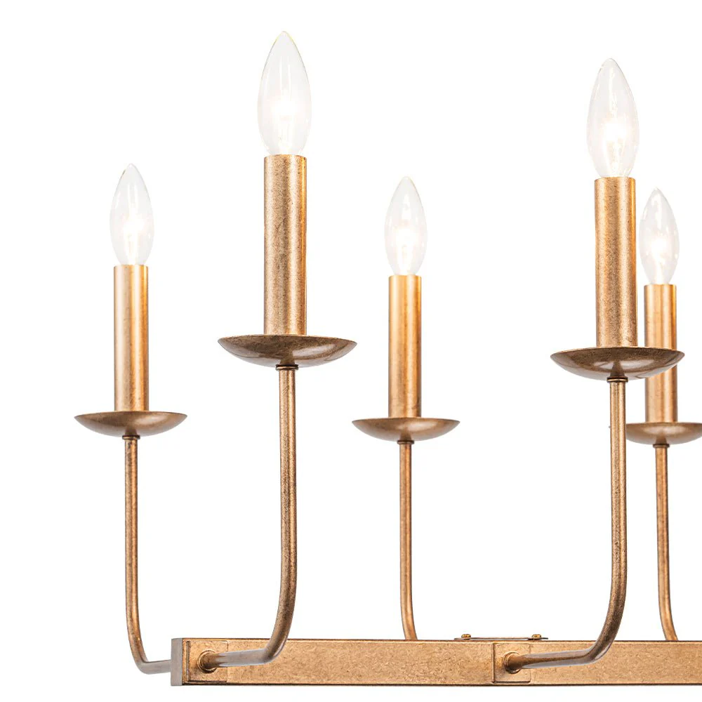 10-Light French Vintage Candle Style Linear Island Chandelier - Image 11