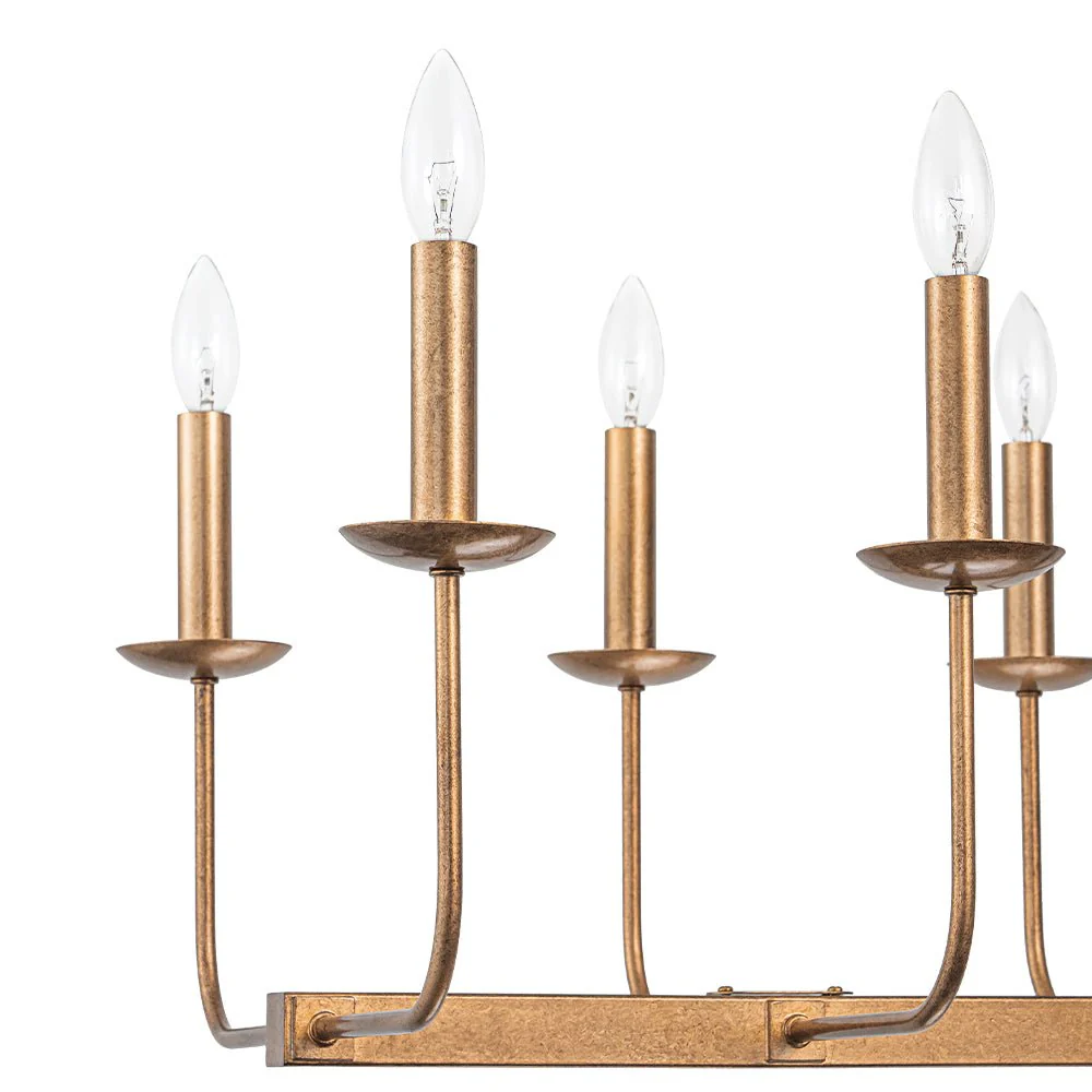 10-Light French Vintage Candle Style Linear Island Chandelier - Image 12