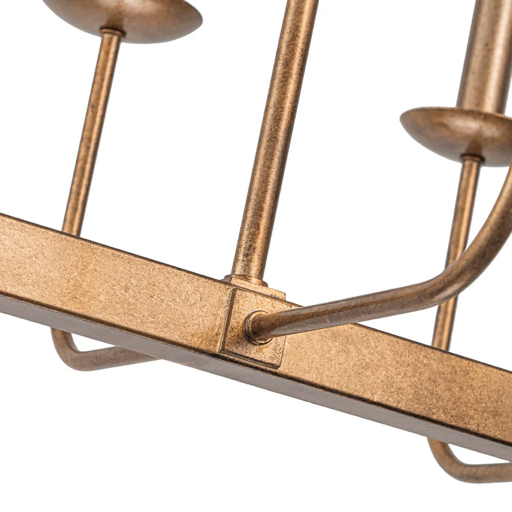 10-Light French Vintage Candle Style Linear Island Chandelier - Image 13