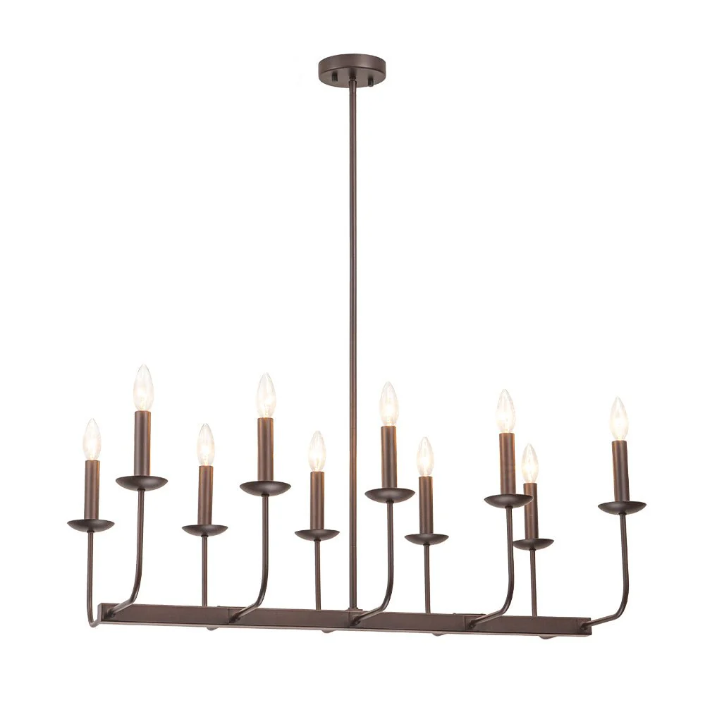 10-Light French Vintage Candle Style Linear Island Chandelier - Image 17