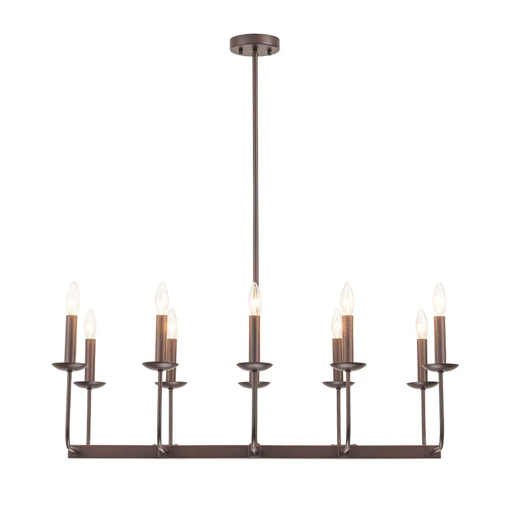 10-Light French Vintage Candle Style Linear Island Chandelier - Image 18