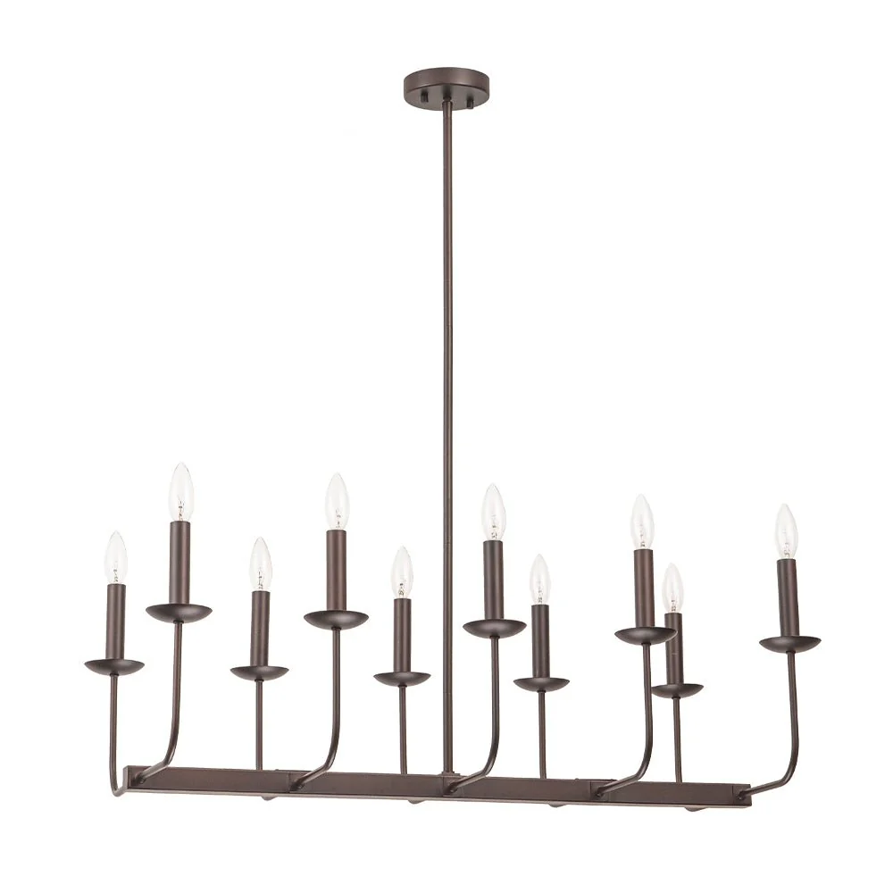 10-Light French Vintage Candle Style Linear Island Chandelier - Image 19