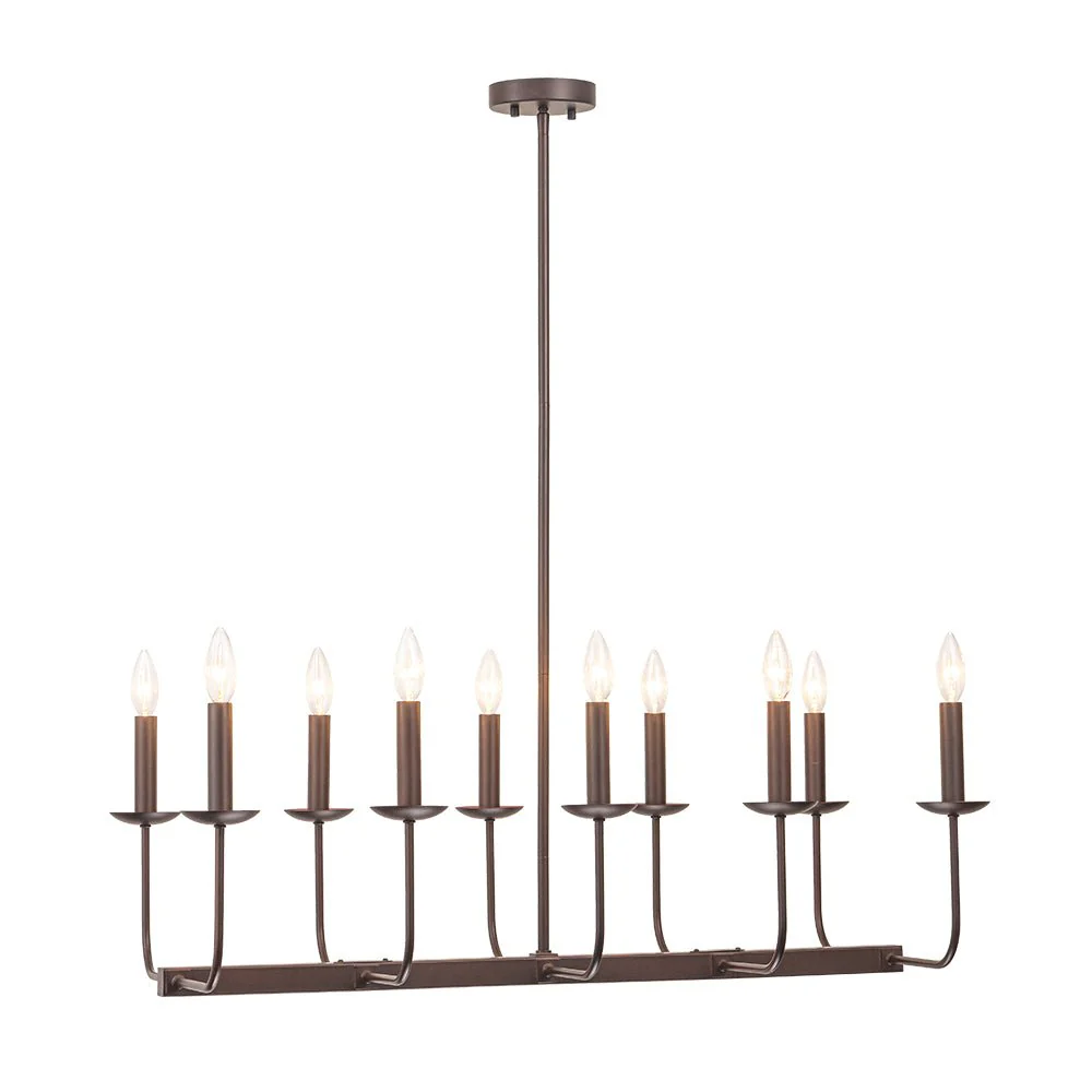 10-Light French Vintage Candle Style Linear Island Chandelier - Image 20