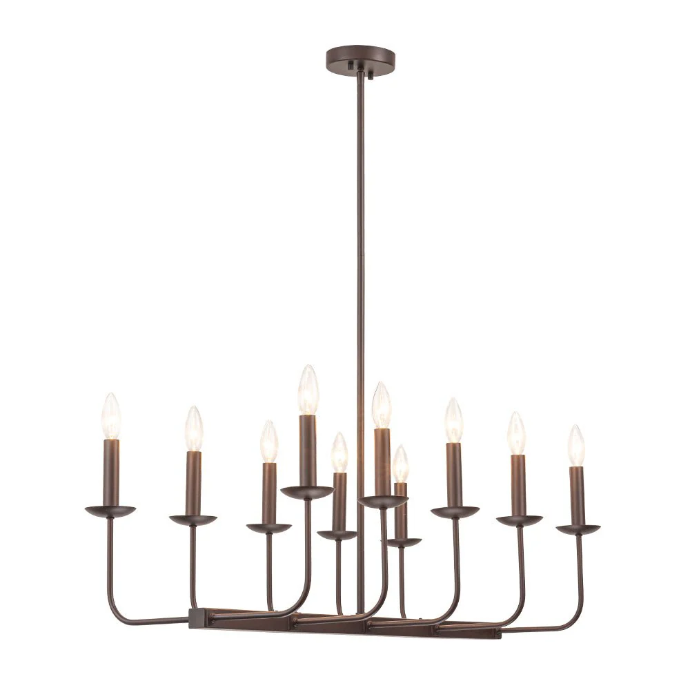 10-Light French Vintage Candle Style Linear Island Chandelier - Image 21