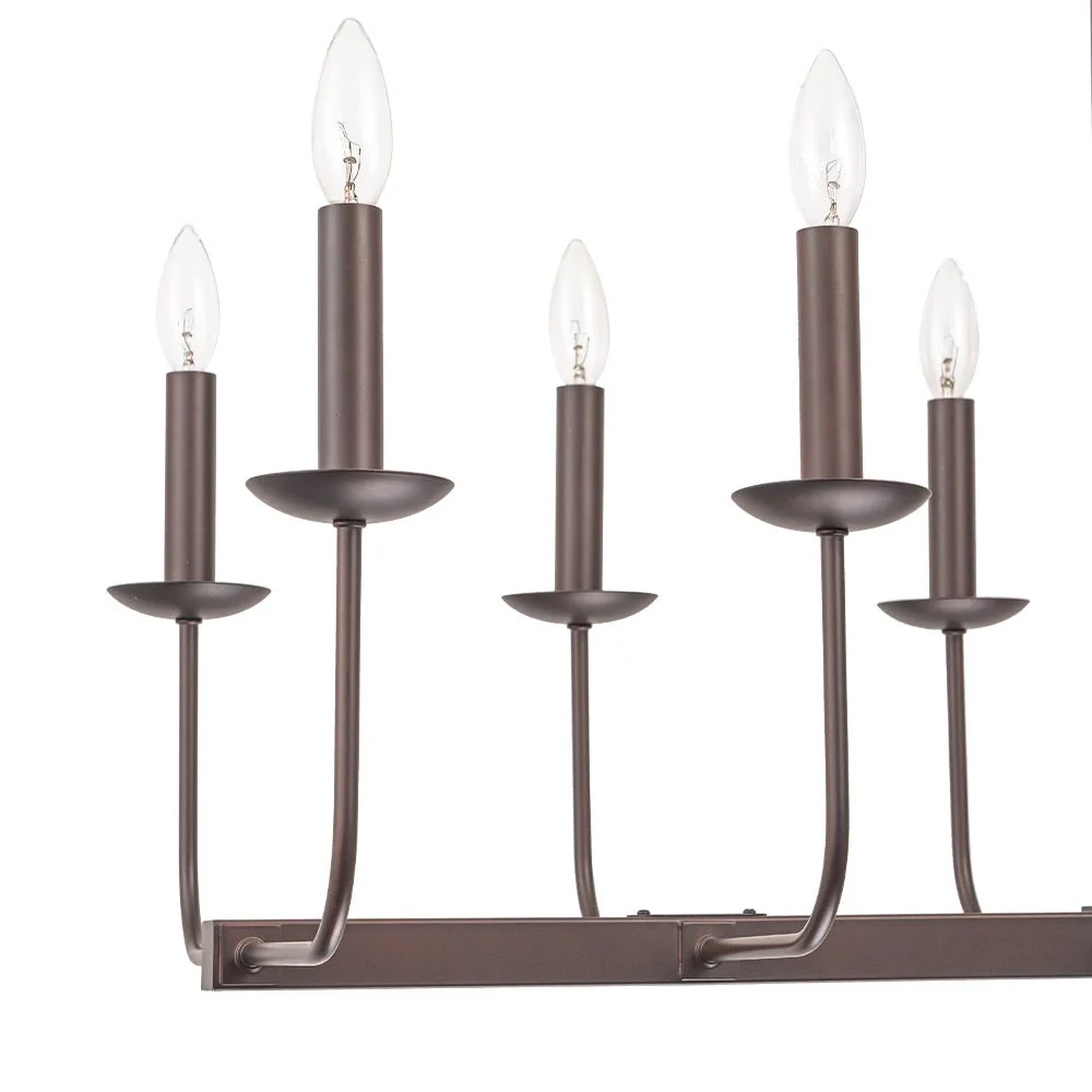 10-Light French Vintage Candle Style Linear Island Chandelier - Image 22