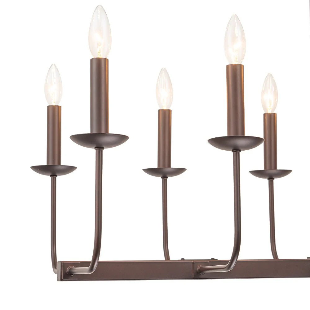 10-Light French Vintage Candle Style Linear Island Chandelier - Image 23