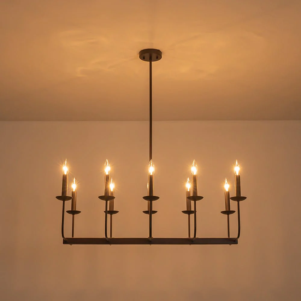 10-Light French Vintage Candle Style Linear Island Chandelier - Image 27