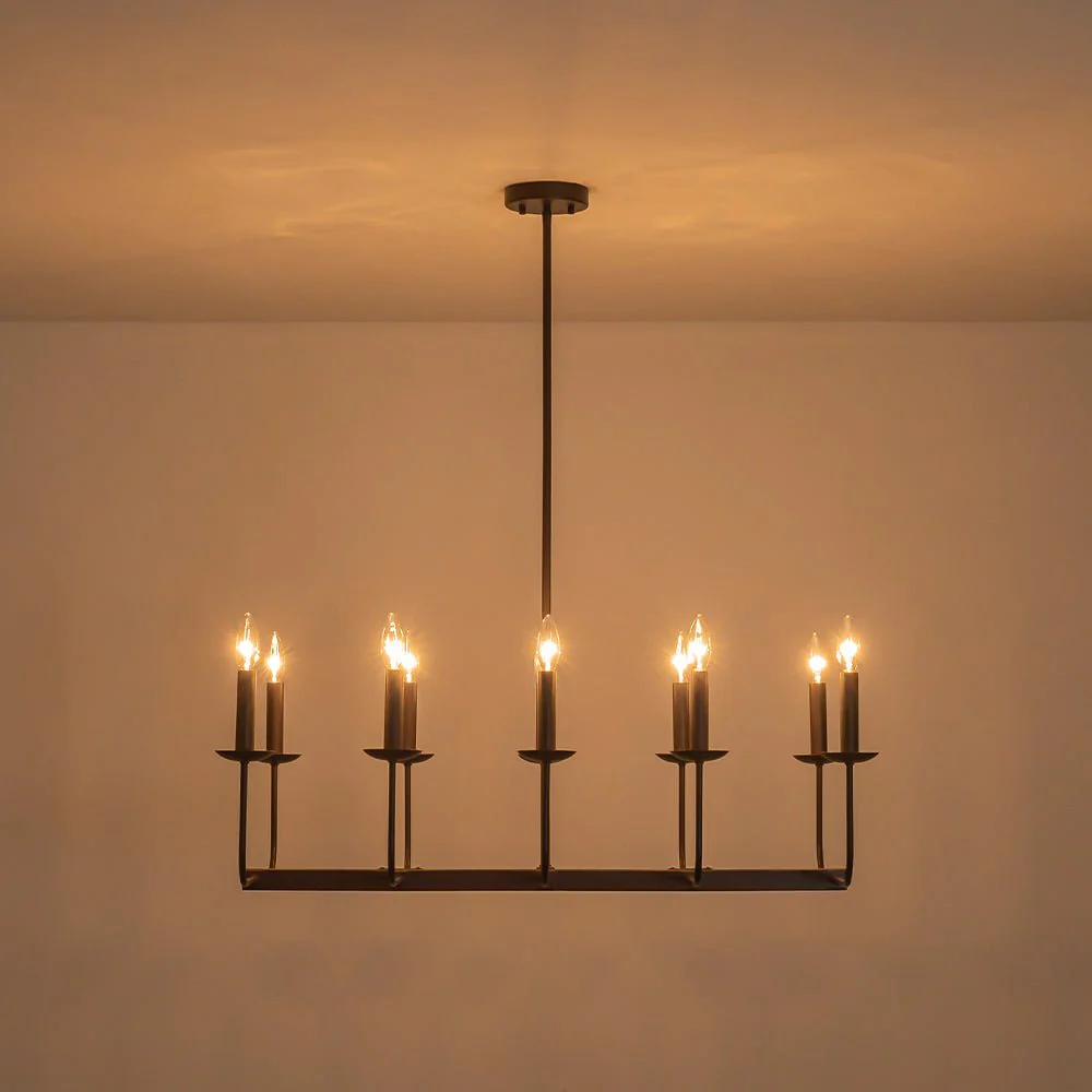 10-Light French Vintage Candle Style Linear Island Chandelier - Image 28