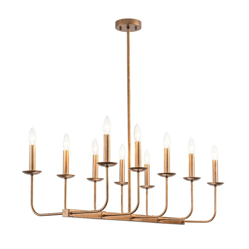 10-Light French Vintage Candle Style Linear Island Chandelier - Image 7