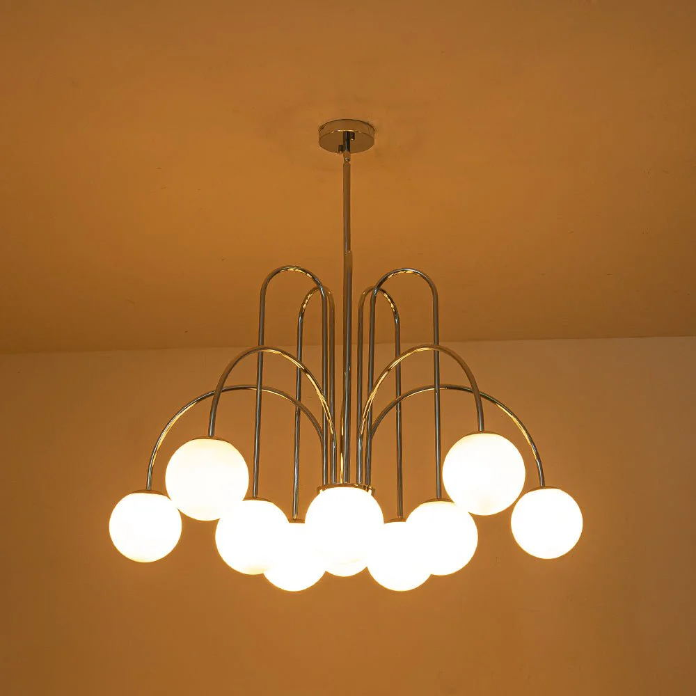 10-Light Frosted Glass Globe Bubble Chandelier - Image 17