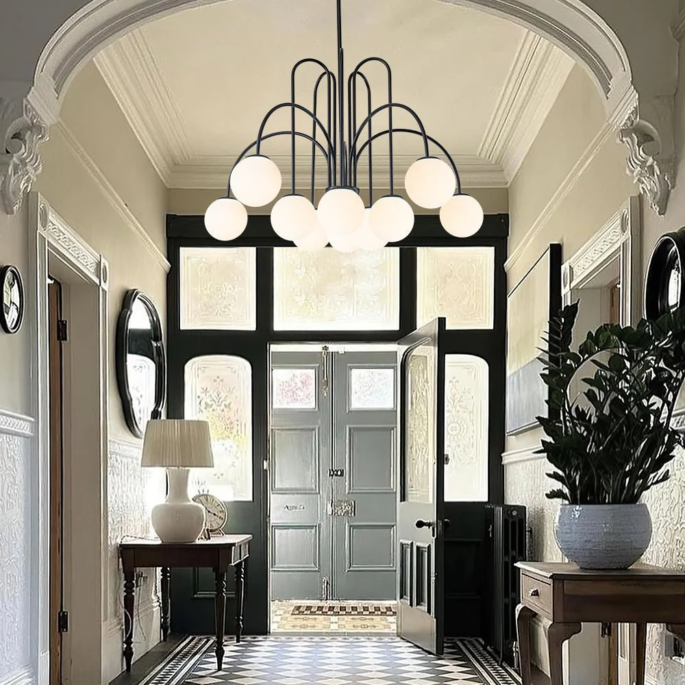10-Light Frosted Glass Globe Bubble Chandelier - Image 2