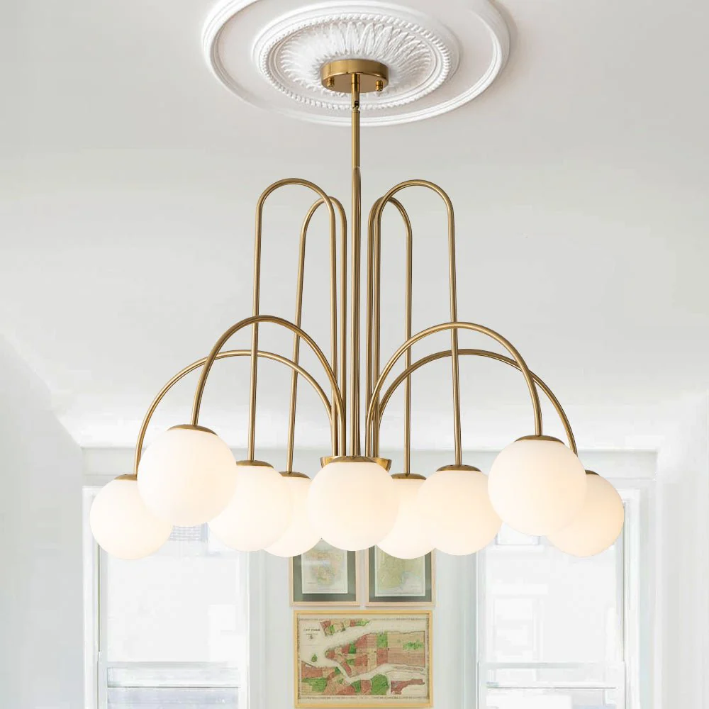 10-Light Frosted Glass Globe Bubble Chandelier - Image 3