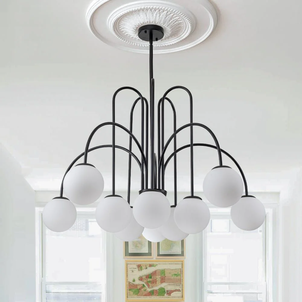 10-Light Frosted Glass Globe Bubble Chandelier - Image 5