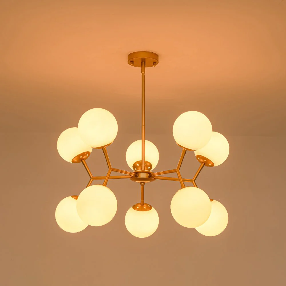10-Light Opal Glass Globe Bubble Sputnik Branch Chandelier - Image 17