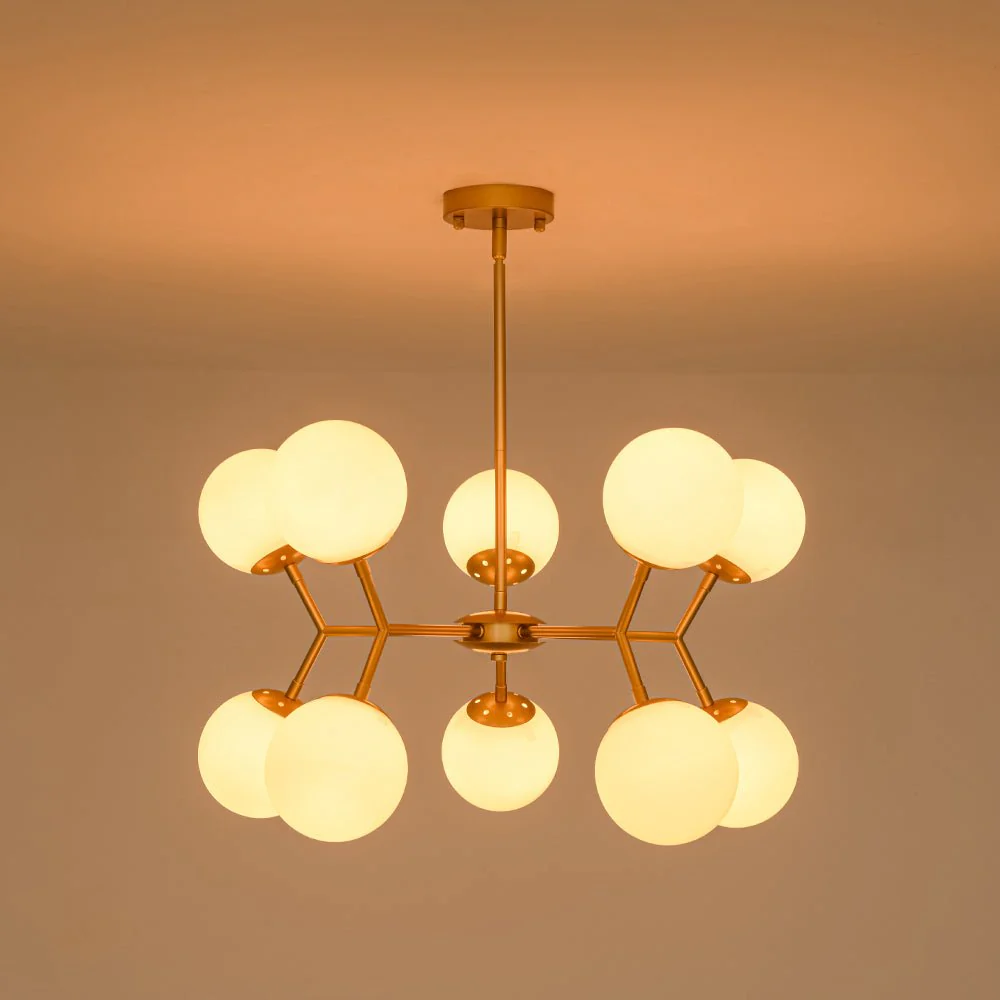 10-Light Opal Glass Globe Bubble Sputnik Branch Chandelier - Image 18