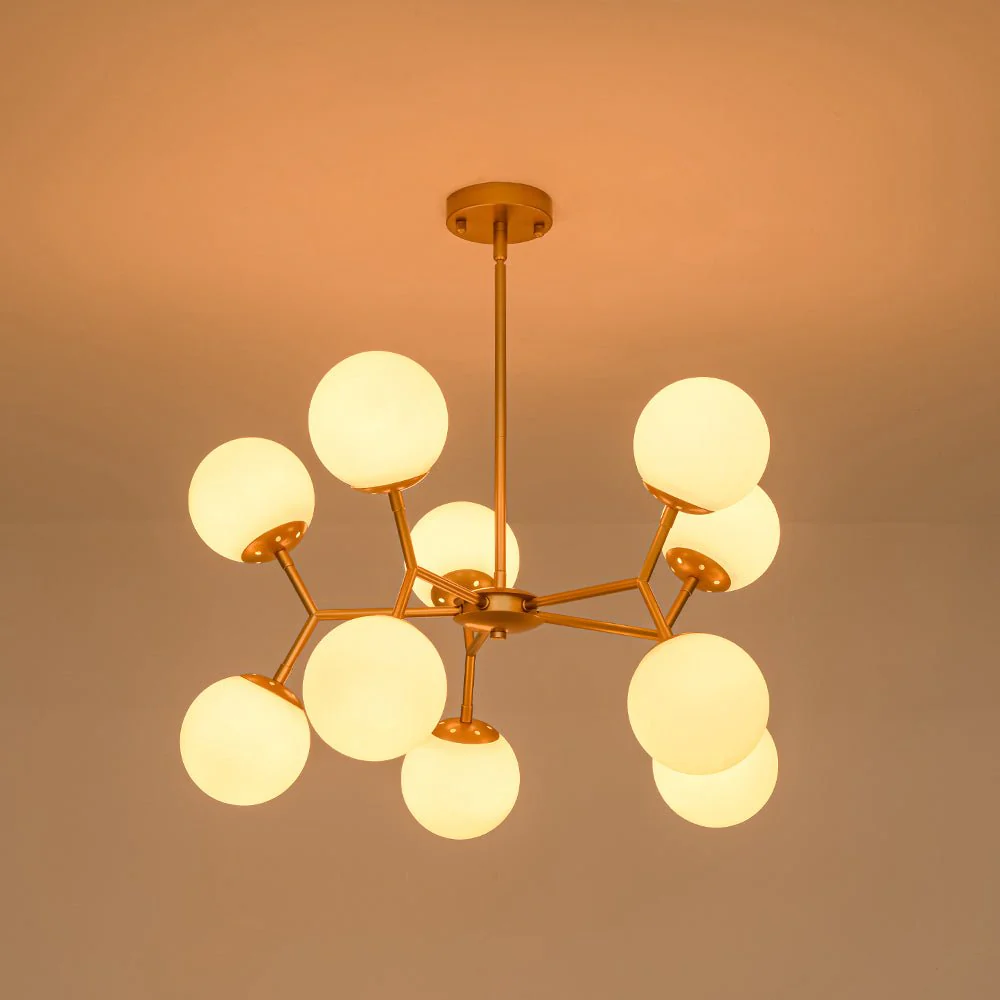 10-Light Opal Glass Globe Bubble Sputnik Branch Chandelier - Image 19