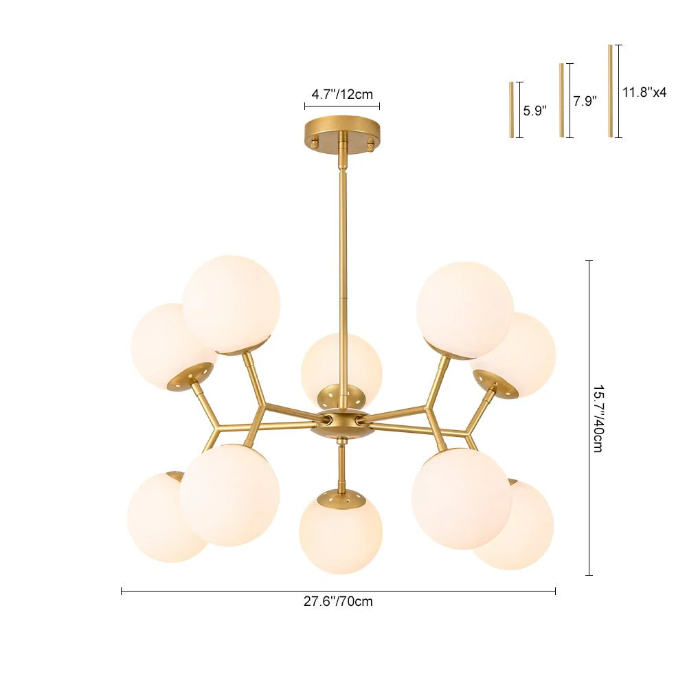 10-Light Opal Glass Globe Bubble Sputnik Branch Chandelier - Image 20