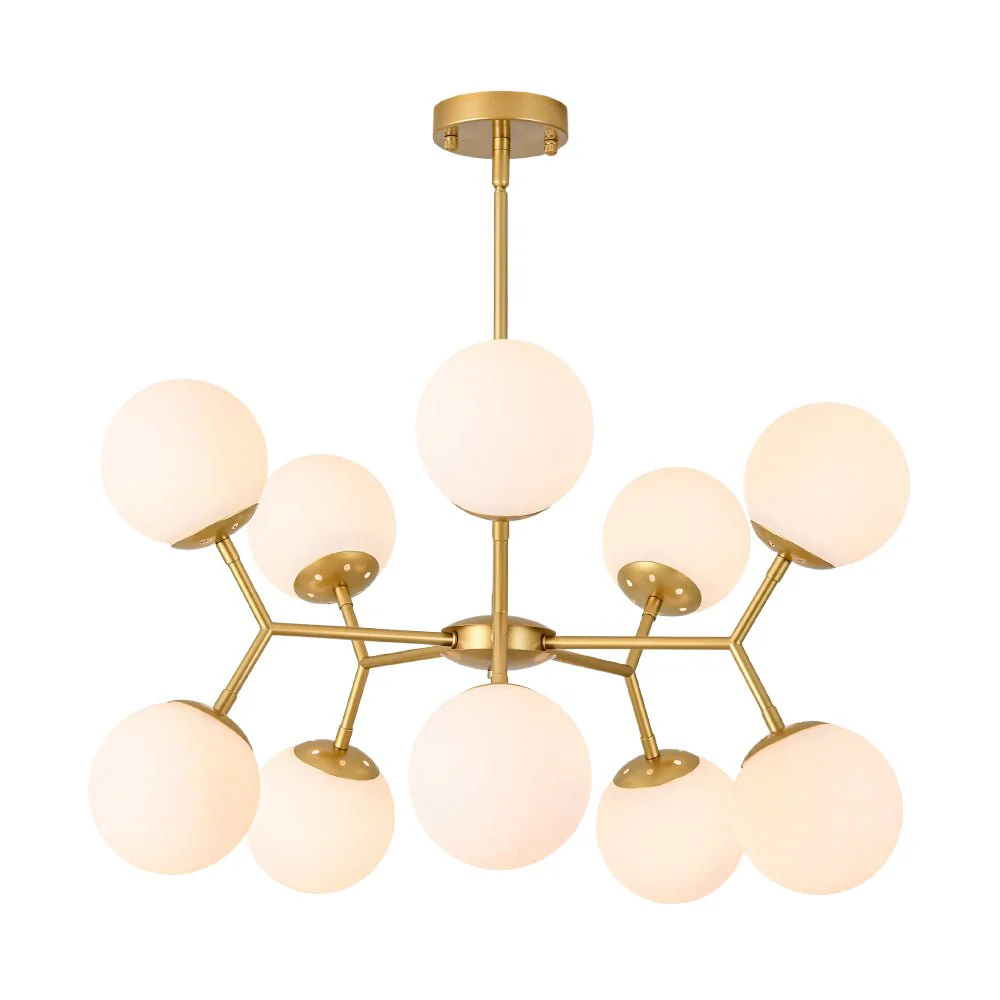 10-Light Opal Glass Globe Bubble Sputnik Branch Chandelier - Image 5