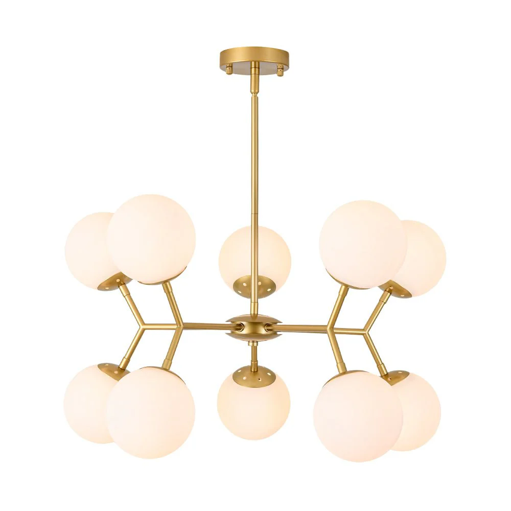 10-Light Opal Glass Globe Bubble Sputnik Branch Chandelier - Image 7