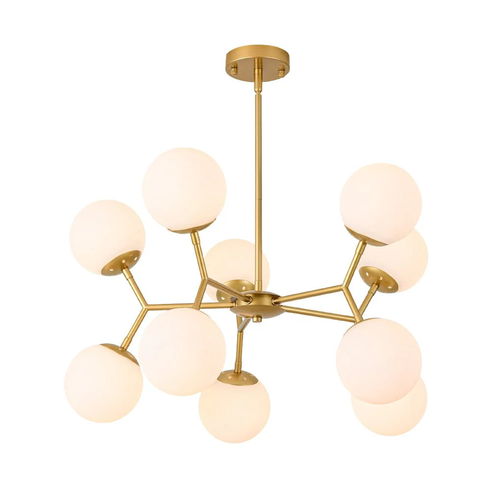 10-Light Opal Glass Globe Bubble Sputnik Branch Chandelier - Image 8