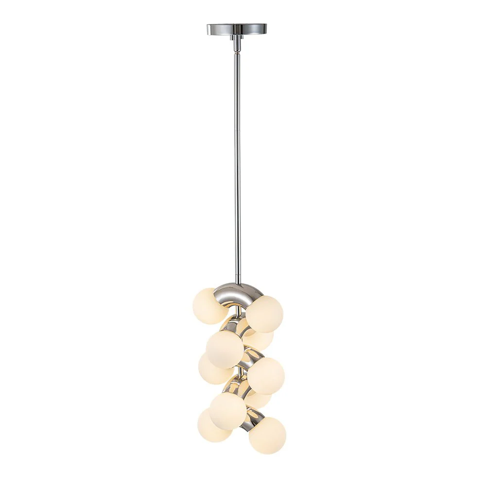 10-Light Pearl Tiered Milky Glass Globe Pendant Light - Image 3