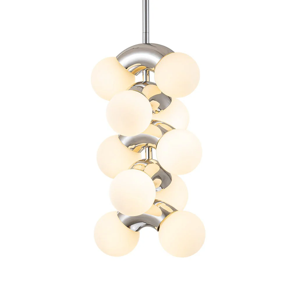 10-Light Pearl Tiered Milky Glass Globe Pendant Light - Image 7