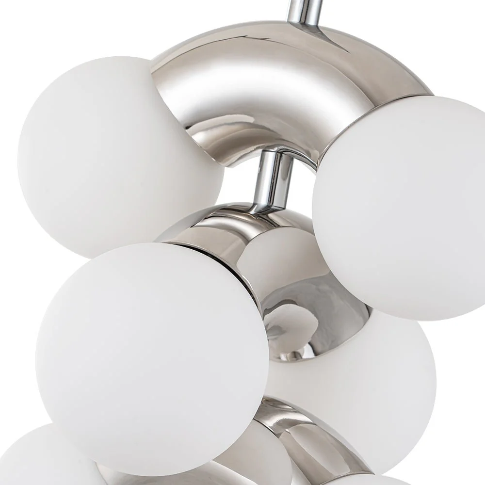 10-Light Pearl Tiered Milky Glass Globe Pendant Light - Image 8