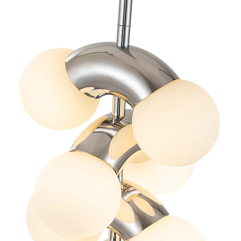 10-Light Pearl Tiered Milky Glass Globe Pendant Light - Image 9