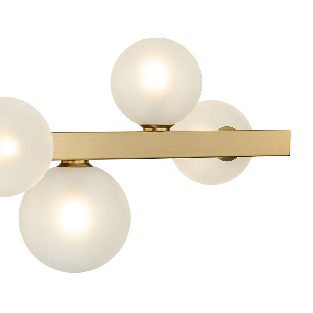 12-Light Brass Frosted Glass Bubble Linear Chandelier - Image 8