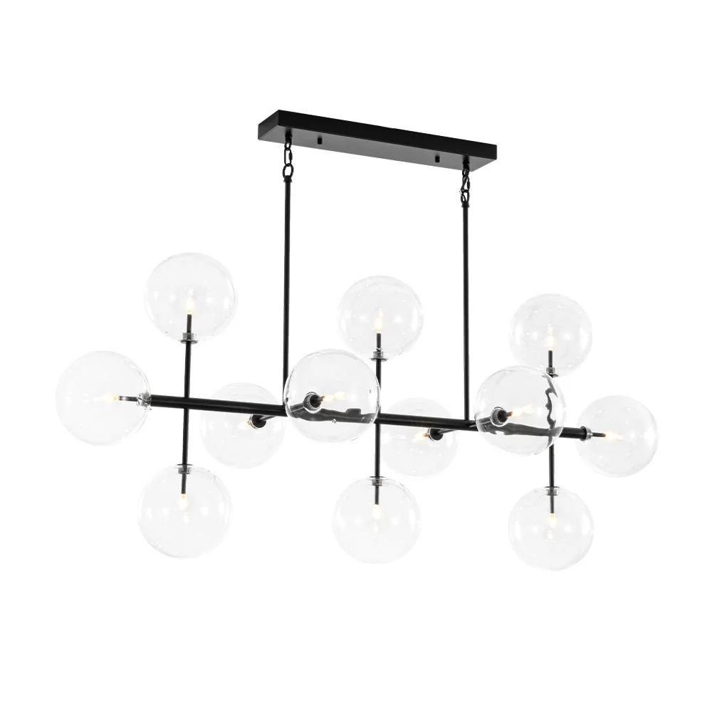 12-Light Sputnik Glass Globe Bubble Linear Island Chandelier - Image 3
