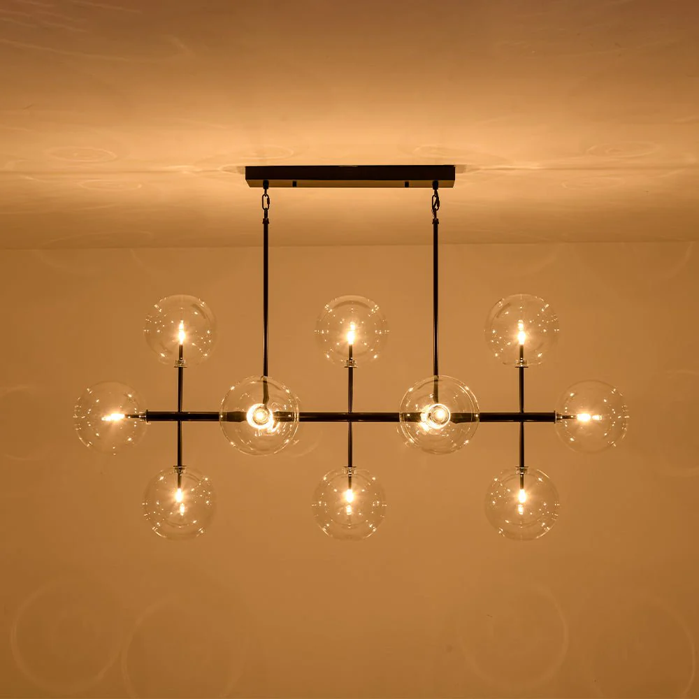 12-Light Sputnik Glass Globe Bubble Linear Island Chandelier - Image 5