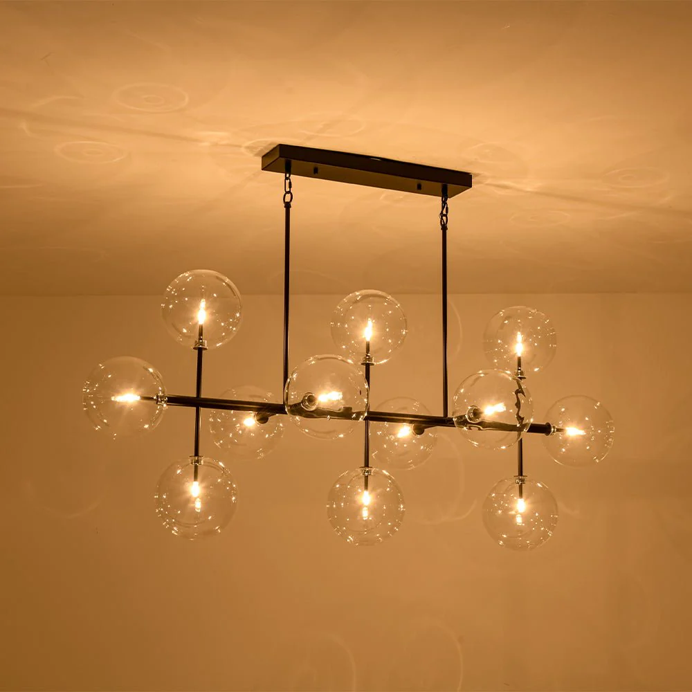 12-Light Sputnik Glass Globe Bubble Linear Island Chandelier - Image 6