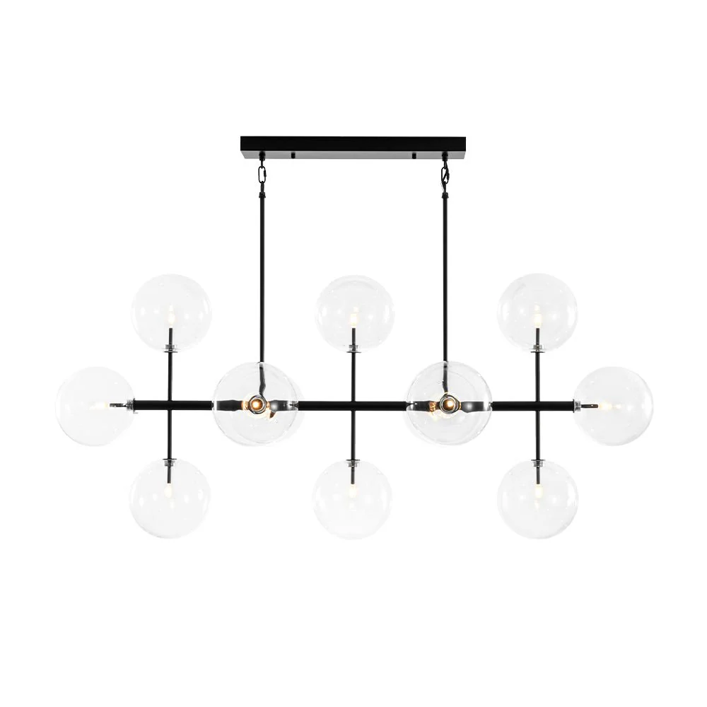 12-Light Sputnik Glass Globe Bubble Linear Island Chandelier - Image 9
