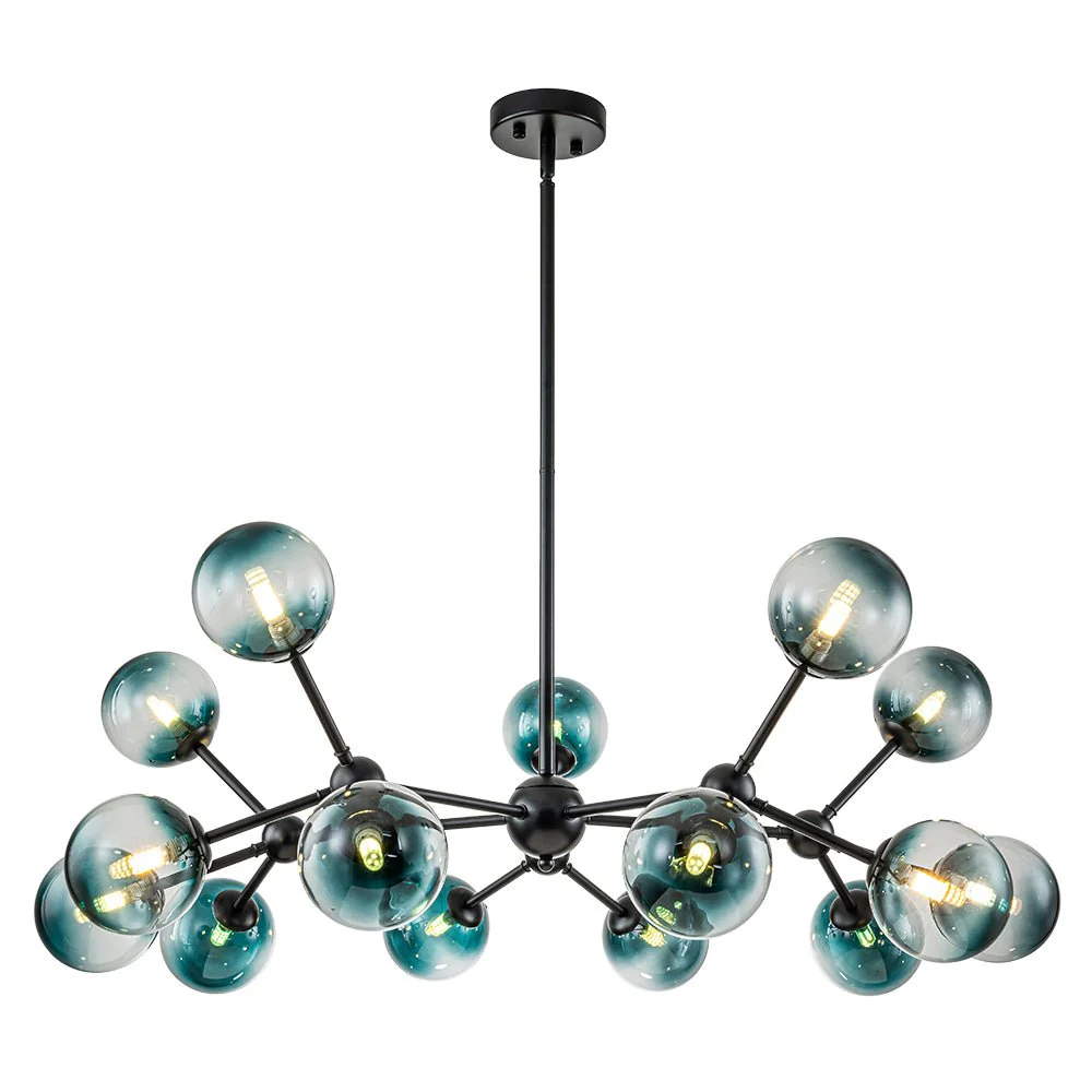 15-Light Blue Glass Globe Bubble Sputnik Branch Chandelier - Image 12