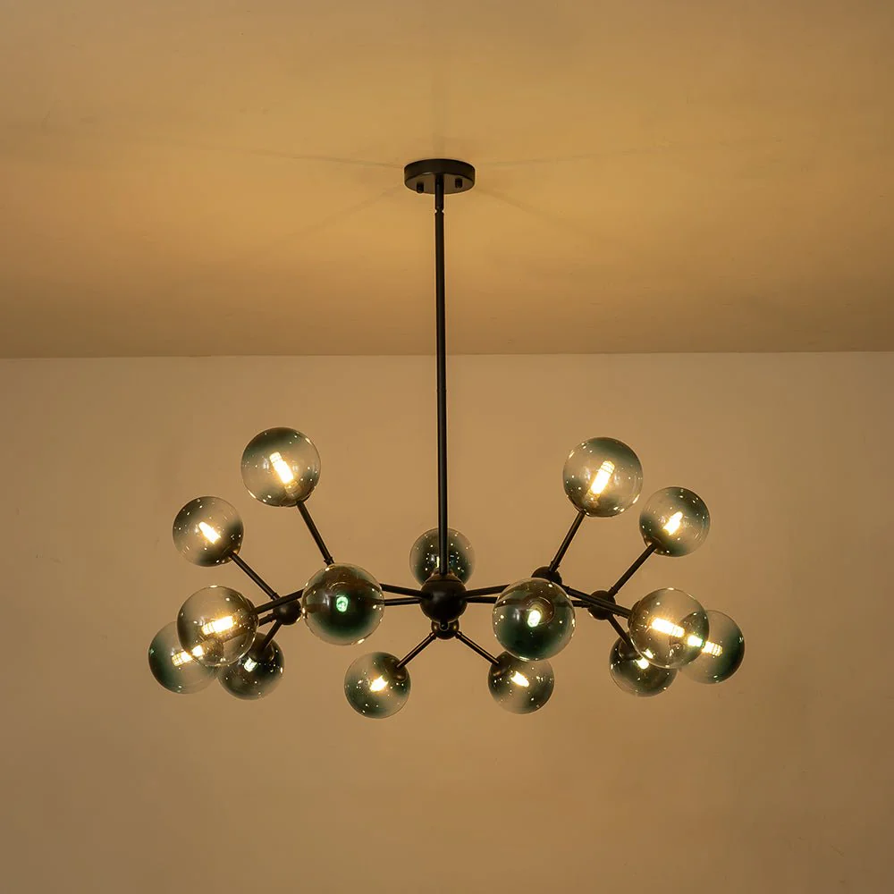 15-Light Blue Glass Globe Bubble Sputnik Branch Chandelier - Image 14