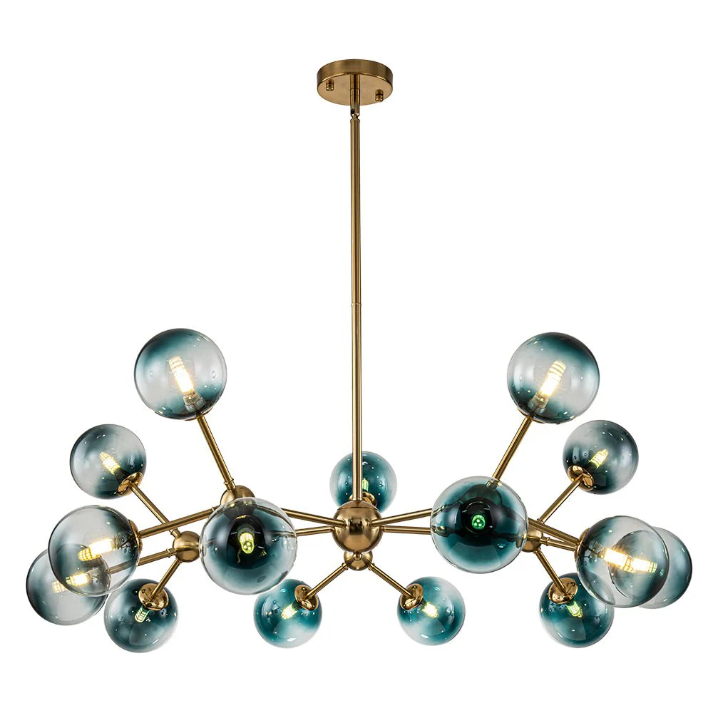 15-Light Blue Glass Globe Bubble Sputnik Branch Chandelier - Image 5