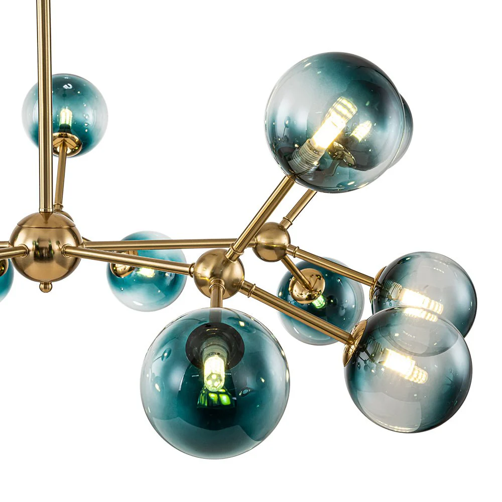 15-Light Blue Glass Globe Bubble Sputnik Branch Chandelier - Image 9