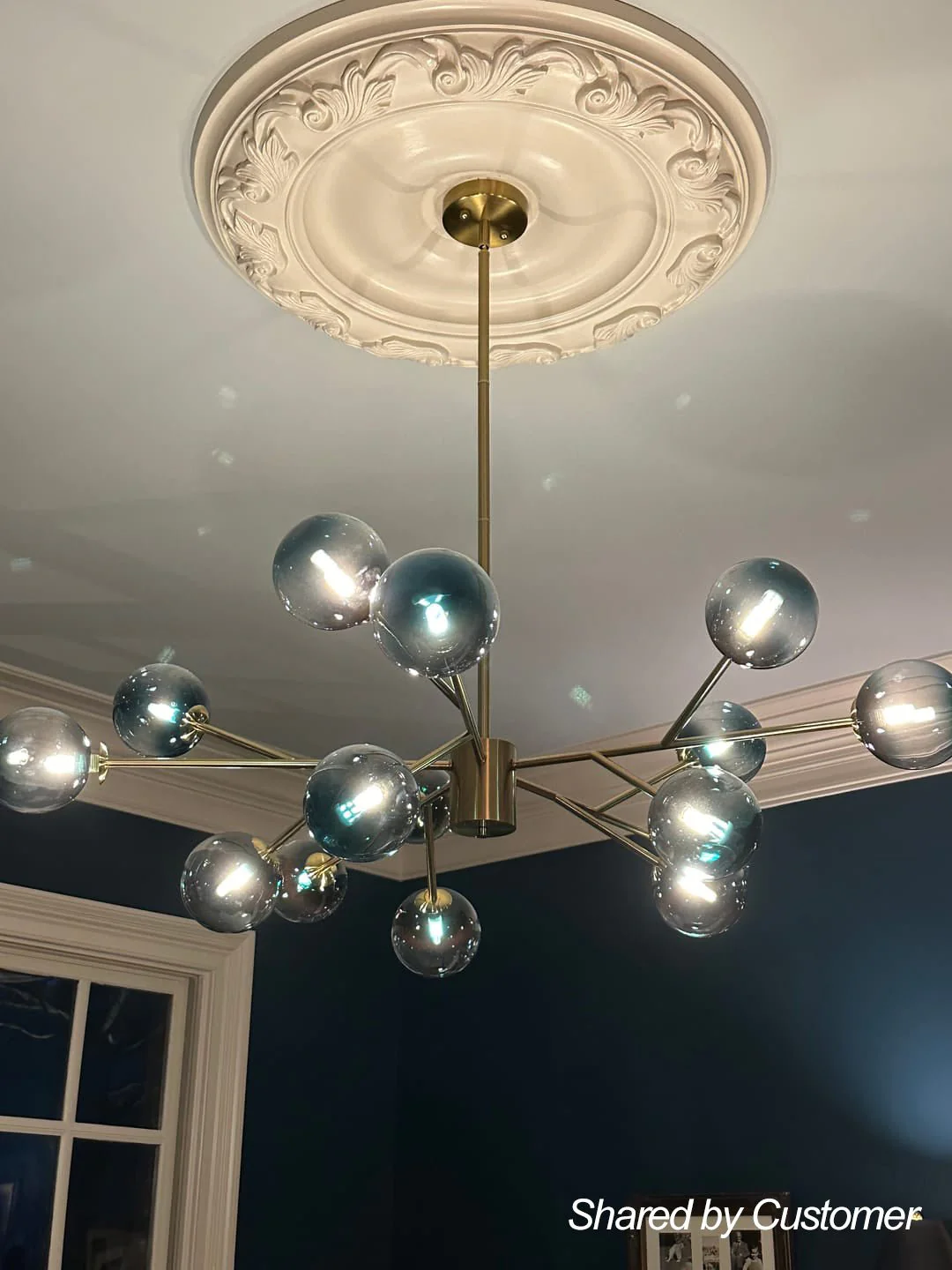 15-Light Branch Blue Glass Globe Bubble Chandelier - Image 5