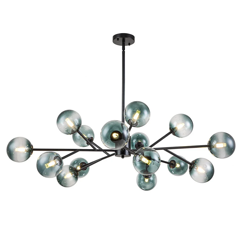 15-Light Branch Blue Glass Globe Bubble Chandelier - Image 6