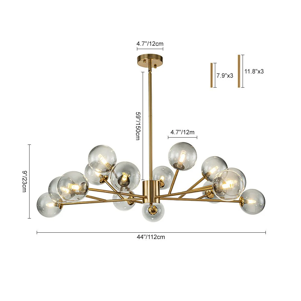 15-Light Branch Smoked Glass Globe Bubble Chandelier - Image 16