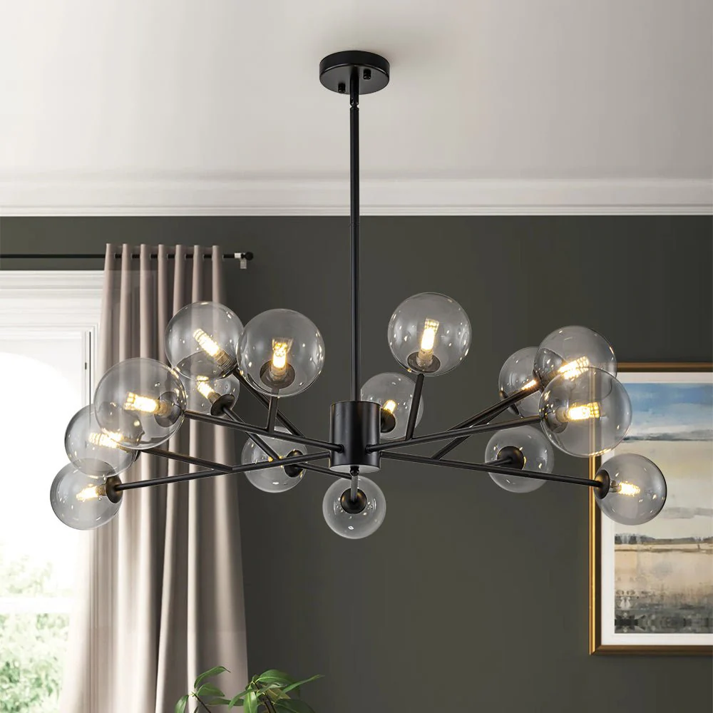 15-Light Branch Smoked Glass Globe Bubble Chandelier - Image 3