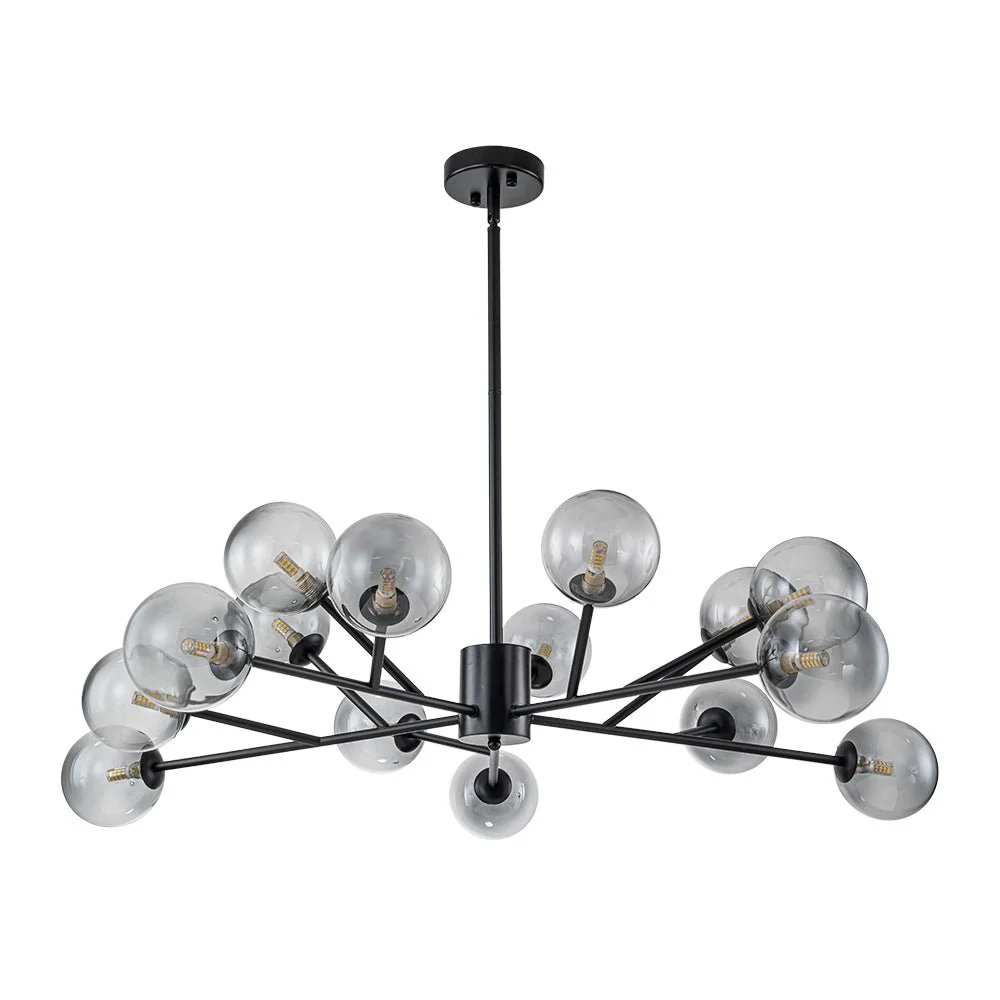 15-Light Branch Smoked Glass Globe Bubble Chandelier - Image 9