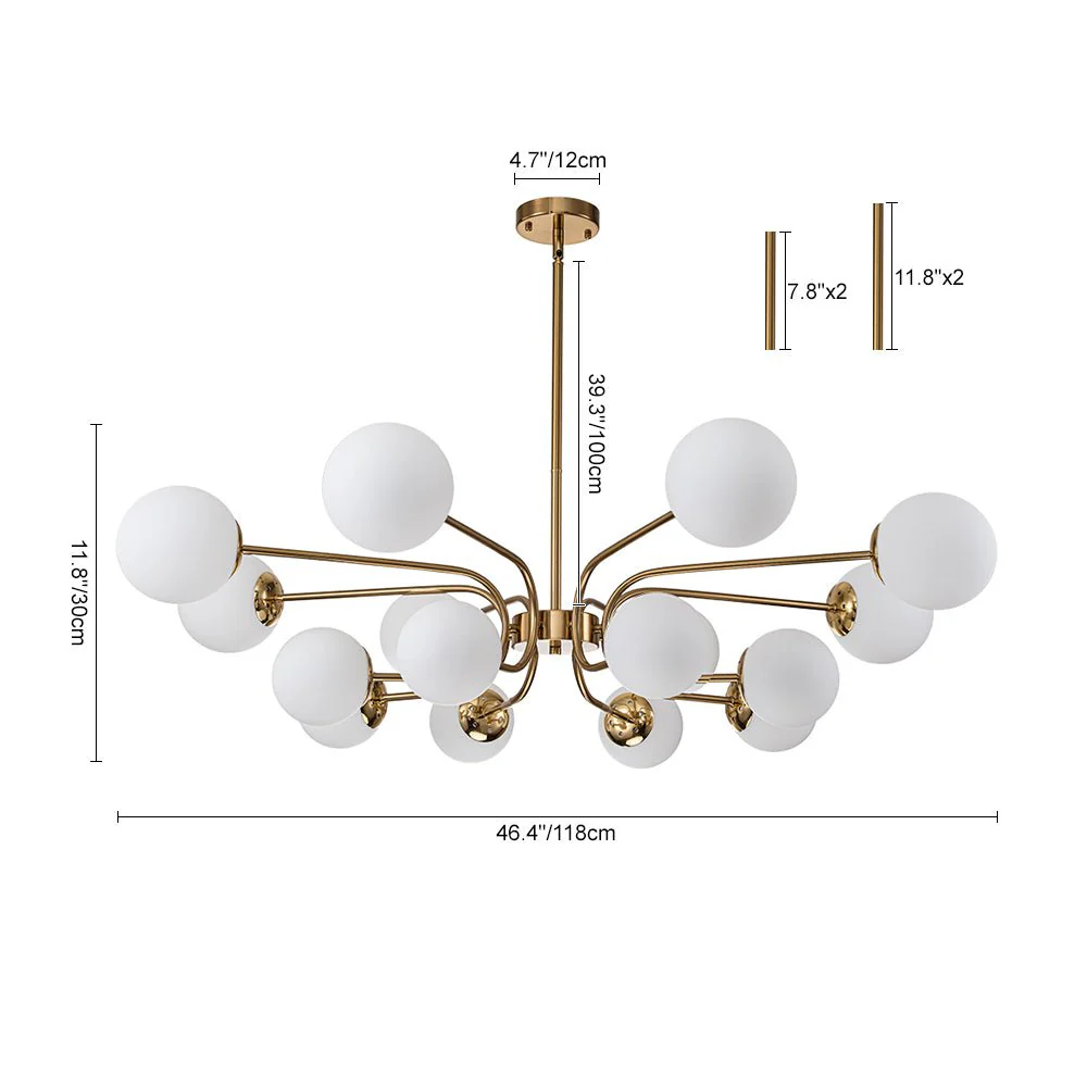 16-Light Frosted Glass Globe Bubble Sputnik Chandelier - Image 13