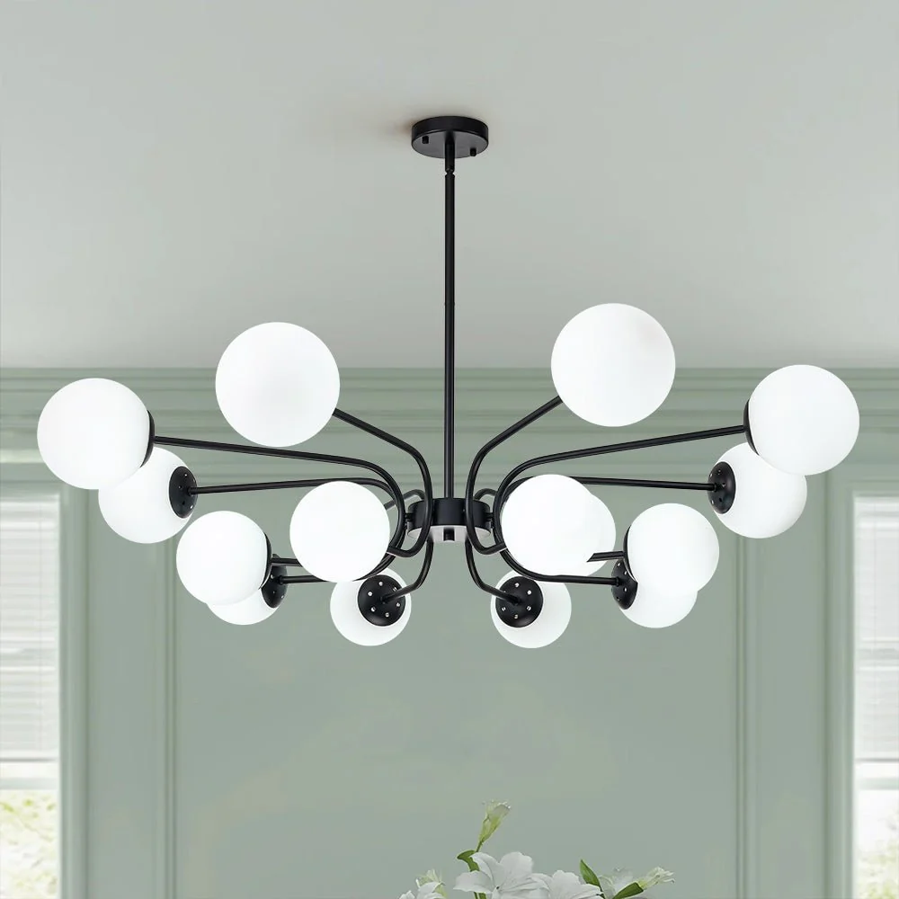 16-Light Frosted Glass Globe Bubble Sputnik Chandelier - Image 3