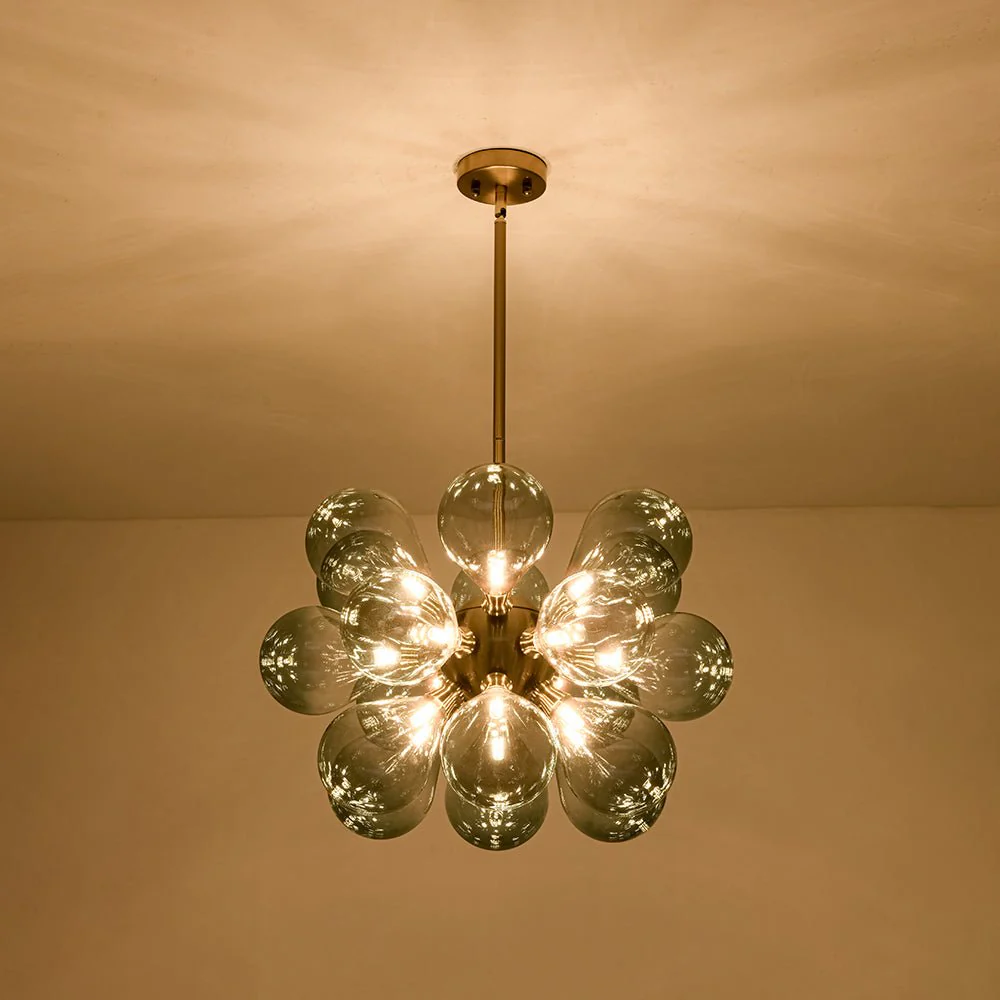 18-Light Cluster Gradual Blue Glass Globe Bubble Chandelier - Image 11