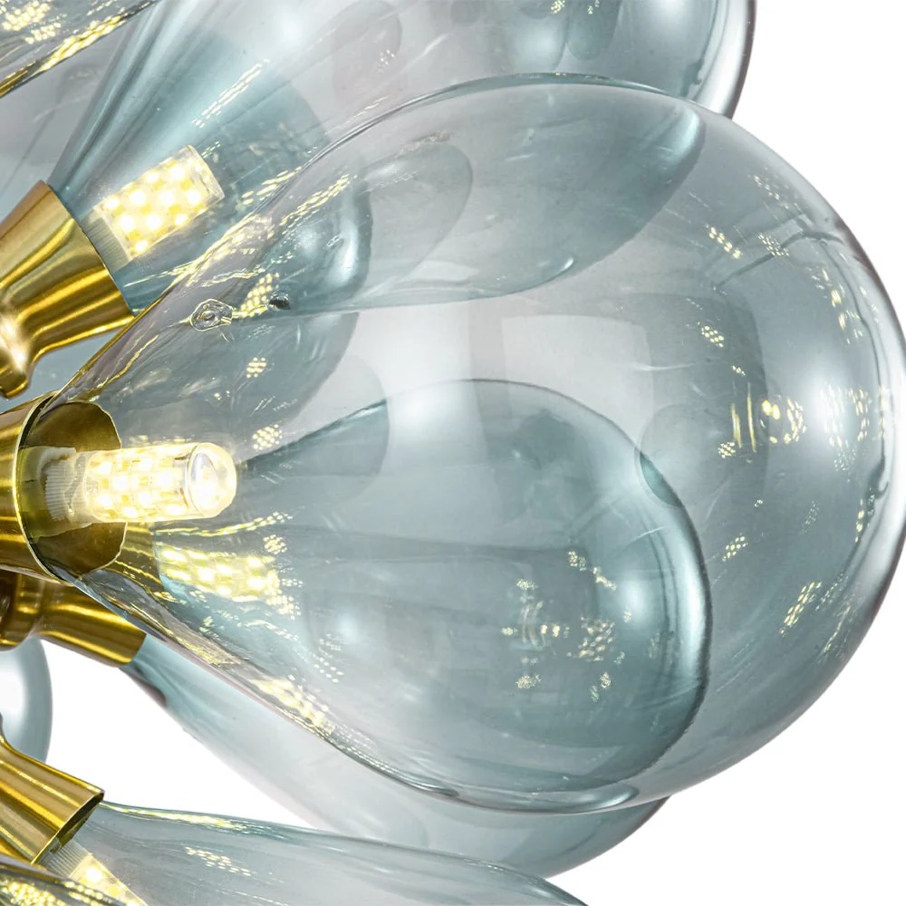 18-Light Cluster Gradual Blue Glass Globe Bubble Chandelier - Image 12
