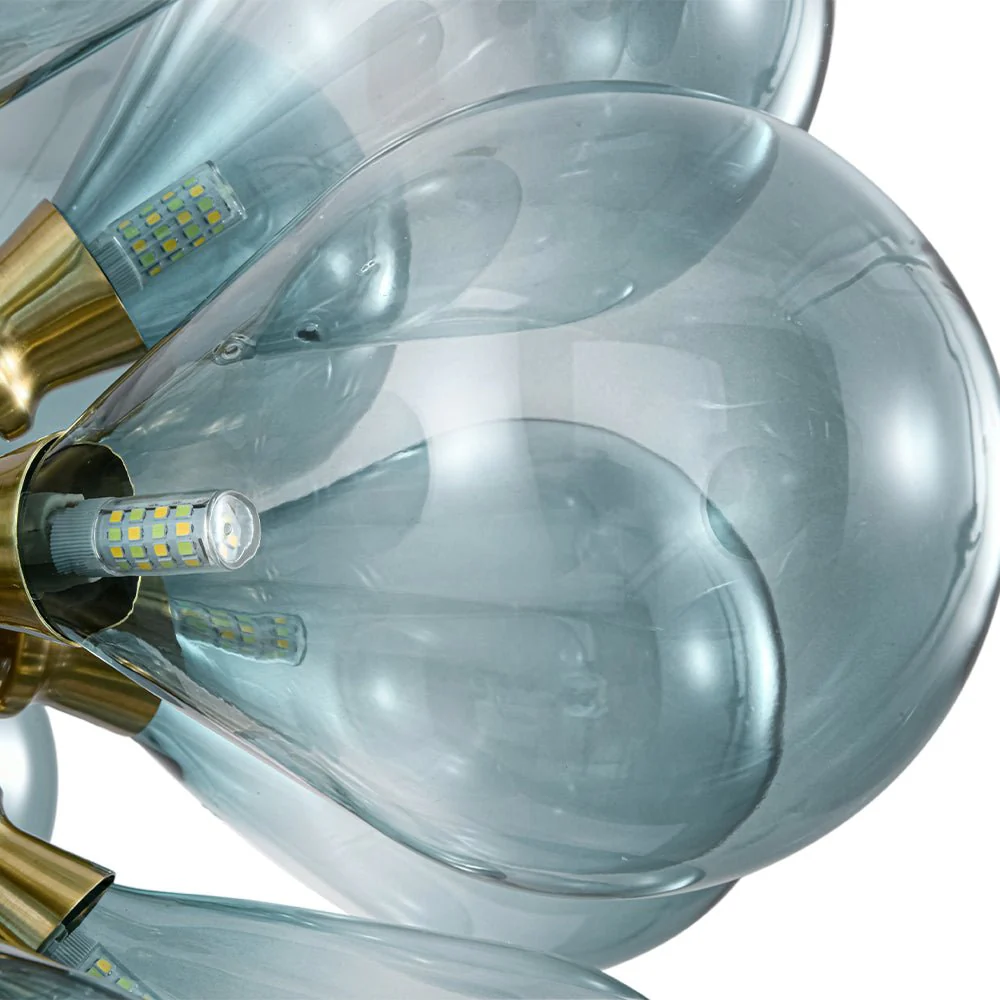 18-Light Cluster Gradual Blue Glass Globe Bubble Chandelier - Image 13