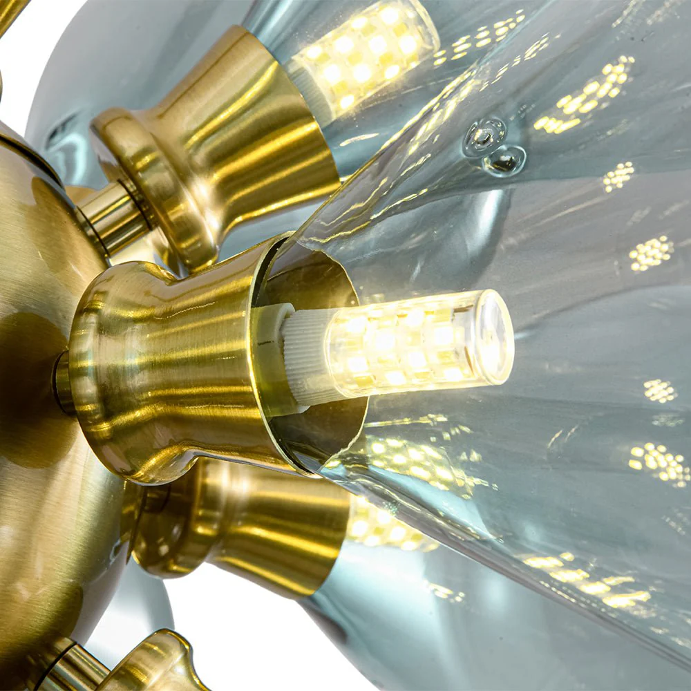 18-Light Cluster Gradual Blue Glass Globe Bubble Chandelier - Image 14