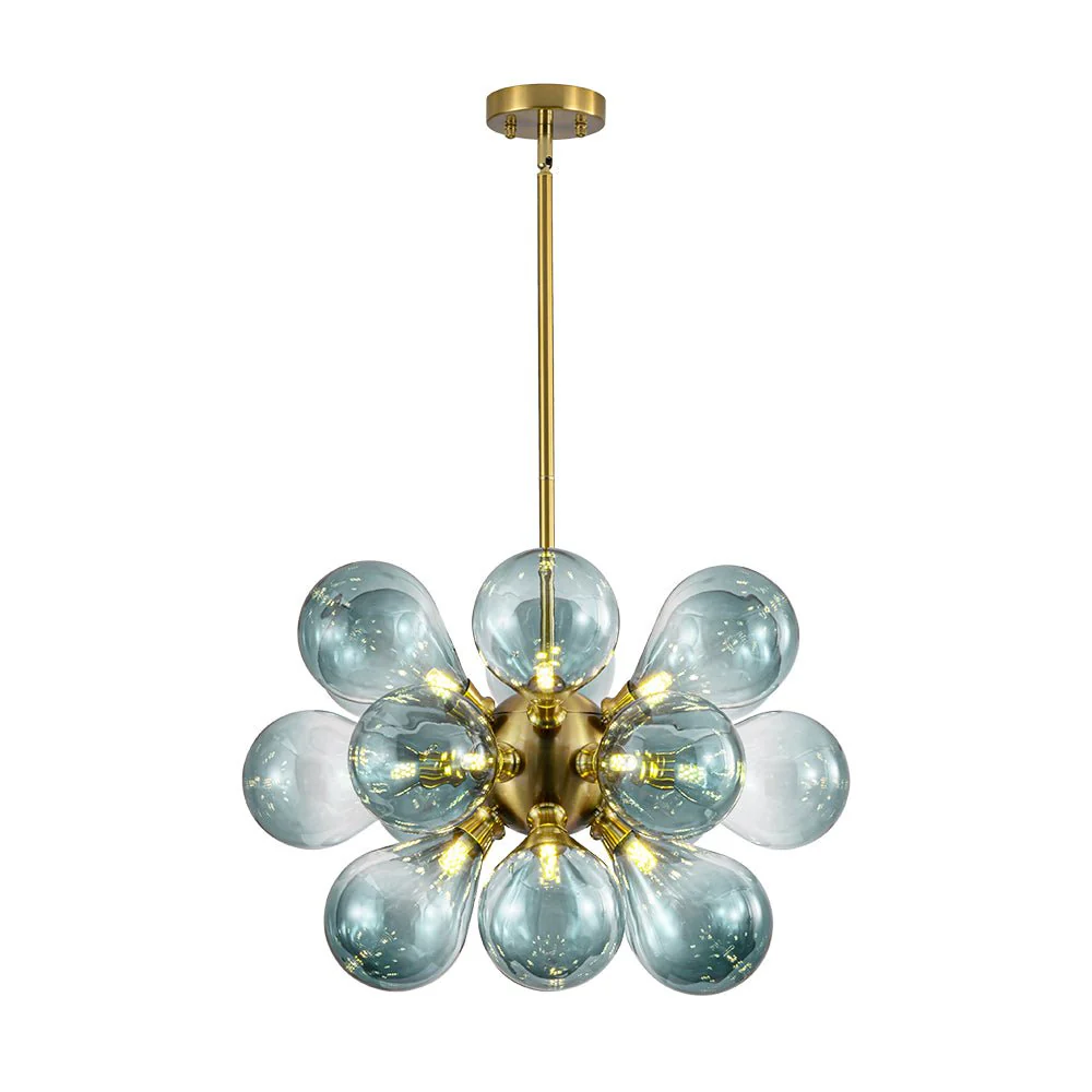 18-Light Cluster Gradual Blue Glass Globe Bubble Chandelier - Image 4